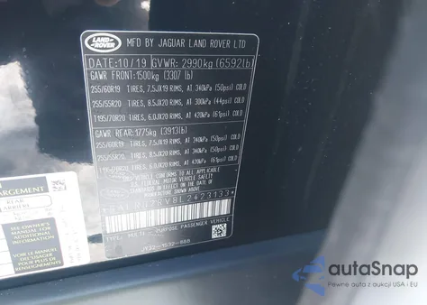 2020 Land Rover Discovery Se z USA, uszkodzony, nr VIN SALRG2RV8L2423133